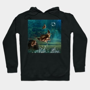 Awesome steampunk manta ray in the deep ocean Hoodie